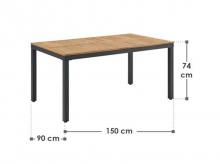 Zahradní stůl 300831, z akátového dřeva, 90 x 150 x 74 cm