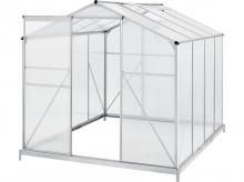 Hliníkový skleník včetně základů 21044, s dvojitými stěnovými panely a světlíkem, 190 x 253 cm