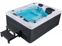 Venkovní vířivý bazén Oasis 32300, bez krytu, vyhřívaná, s barevným LED světlem, masážními tryskami, generátorem ozónu a filtračním systémem, 210 x 160 x 80 cm